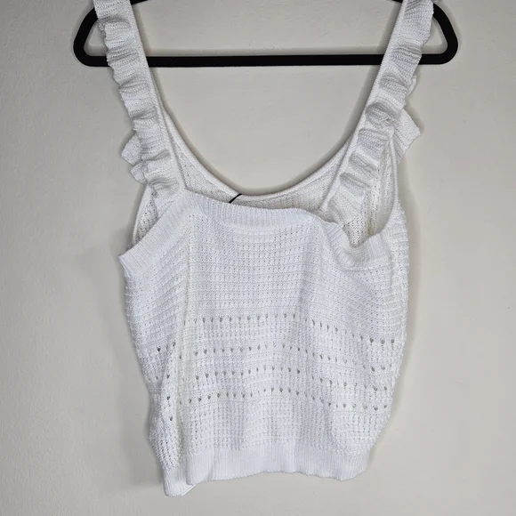 7 FOR ALL MANKIND NWT Crochet Knit Pointelle Ruffle Tank Top - Picture 10 of 10